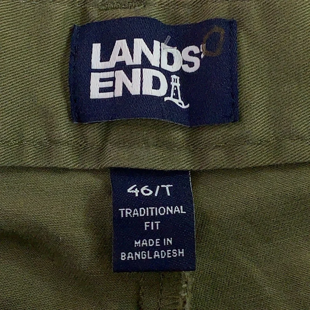 Lands End Mens 46 Green Traditional Fit Stretch Cuffed Chino Pants New